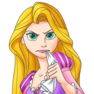 😠 24731979 Rapunzel Tangled дисней, принцесса, злая, мультфильм, анимированный, блондинка, зеленые глаза telegram sticker