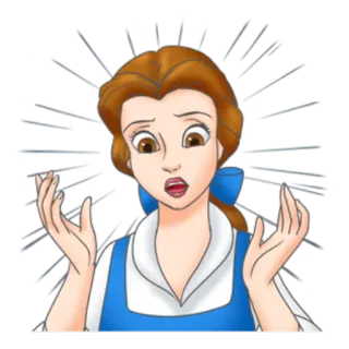 😲 52e96354 Belle Beauty and the Beast дисней, принцесса, встревоженный, мультфильм, выражение telegram sticker
