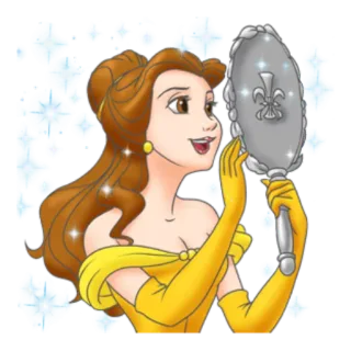 ☺️ 81f424b7 Belle Beauty and the Beast принцесса, дисней, мультфильм, анимация, зеркало telegram sticker