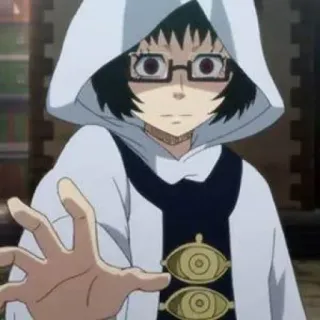 👑 d05b118d Anime, Magia, Czarodziej, Oczy, Kaptur, Postać, Biały, Mag whatsapp sticker