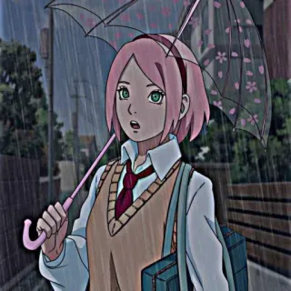 🎌 0e37dd3a Sakura Haruno Naruto Sakura, Naruto, Anime, Garota, Guarda-chuva, Chuva, Uniforme escolar whatsapp sticker