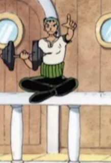 🎌 1a11e163 Roronoa Zoro One Piece anime, one piece, roronoa zoro, personagem, halter, exercício whatsapp sticker