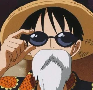 🎌 ede84fd5 Monkey D. Luffy One Piece anime, luffy, one piece, personagem, chapéu de palha, óculos de sol, barba, engraçado whatsapp sticker