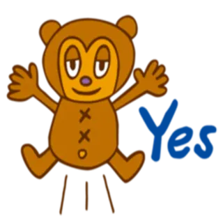 😀 257aef2f Yes ours, nounours, oui, positif, approbation, dessin animé telegram sticker