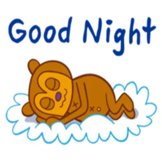 😴 5157388d Good Night bonne nuit, sommeil, singe, mignon, dessin animé, nuage telegram sticker