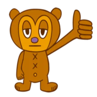 👍 ec524bd8 ours, dessin animé, mignon, pouce levé, positif, approbation, mascotte telegram sticker