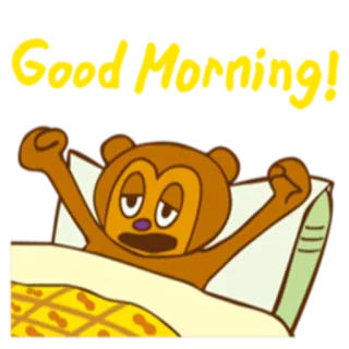 🥱 f792fef7 Good Morning! Bonjour, Dessin animé, Sommeil, Lit, Réveil telegram sticker