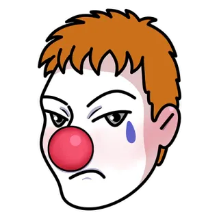 🤡 7b5950d1 小丑, 悲伤, 卡通, 脸, 红鼻子, 生气 telegram sticker