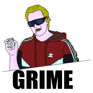 ✊ 6918b876 GRIME persona, fumando, cigarrillo, gafas de sol, sudadera con capucha, grime telegram sticker