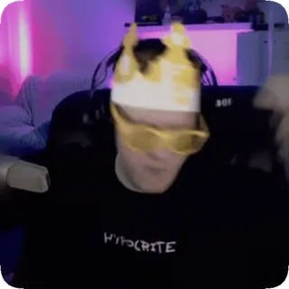 🎧 75def8ca HYPOCRITE person, glasses, crown, hypocrite, shirt whatsapp sticker