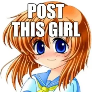 😌 77e313aa POST THIS GIRL anime, cewek, meme, postingan, rambut oranye whatsapp sticker