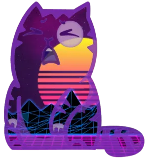 😖 8a35560c chat, vaporwave, rétro, synthwave, coucher de soleil, montagnes, violet, années 80 telegram sticker