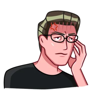 🤬 50a63b5a genervt, wütend, frustriert, Brille, Person, Cartoon telegram sticker