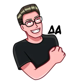 🥳 ae9ca6a2 ΔΔ Cartoon, Mann, Brille, Illustration, griechische Buchstaben, Symbol, Delta telegram sticker