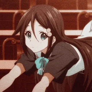 🌸 ae88b14a anime, gadis, rambut panjang, imut, seragam sekolah telegram sticker