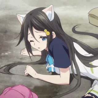 🌸 c16ecf77 Anime, Telinga kucing, Kawaii, Menangis, Sedih telegram sticker