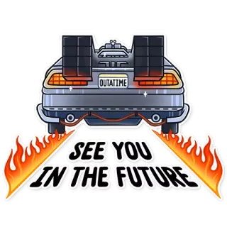 🔥 05210764 Back to the Future SEE YOU IN THE FUTURE DeLorean, viagem no tempo, futuro, filme, anos 80, ficção científica telegram sticker