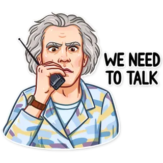 😐 5ab1597e Doc Brown Back to the Future WE NEED TO TALK Doc Brown, De volta para o futuro, Anos 80, Precisamos conversar, Filme, Marty McFly, Viagem no tempo, Desenho animado telegram sticker