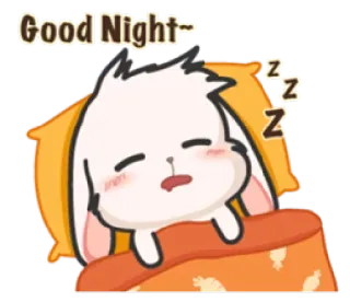 😴 6a7a21d2 Good Night~ 晚安, 睡眠, 兔子, 可爱, zzz, 卡通 telegram sticker