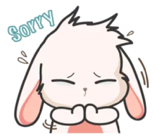 😞 d24966ef Sorry 道歉, 可爱, 兔子, 对不起, 恳求, 卡通 telegram sticker