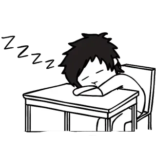 😴 05a1e9c0 ZZZZ dormir, desenho animado, soneca, estudante, escrivaninha, cansado telegram sticker