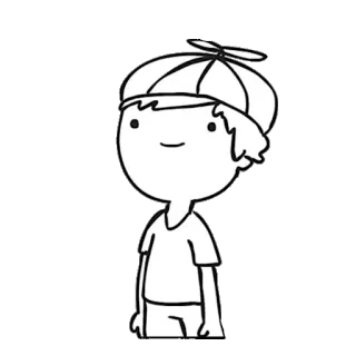 😇 3b66a997 desenho animado, menino, chapéu de hélice, personagem, criança, desenho telegram sticker