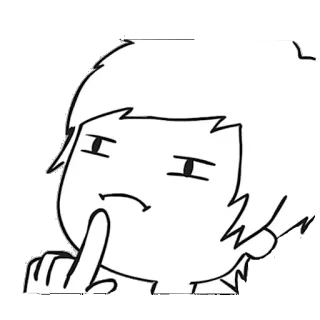 🤔 6d0a7211 pensando, desenho animado, desconfiado, expressão, rabisco telegram sticker