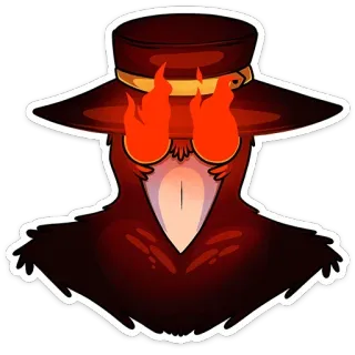 😡 004634a7 чумной доктор, птица, маска, пламя, исторический, фэнтези, персонаж telegram sticker