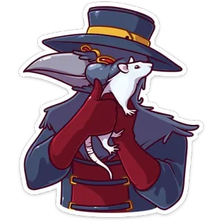 🐁 739cc65a Plague Doctor чумной доктор, крыса, маска, шляпа, перчатки telegram sticker