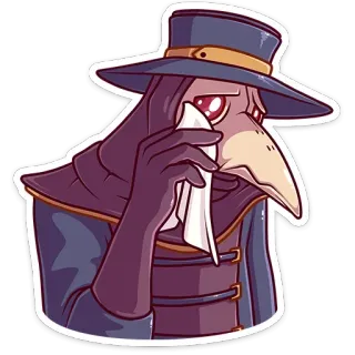 😢 242d77c3 médico de la peste, triste, llorando, médico, histórico, vintage telegram sticker