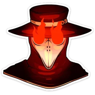 😡 d5f5fdb1 médico de la peste, máscara, pájaro, fuego, sombrero, rojo telegram sticker