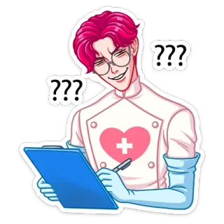🤨 a0de4a0b ??? adesivo, médico, desenho animado, anime, pontos de interrogação whatsapp sticker