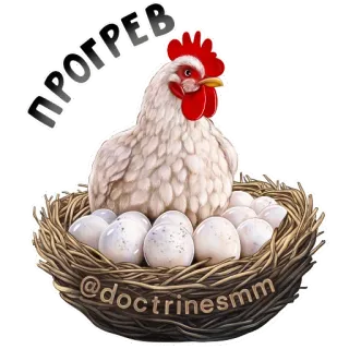 🐦 e00ecb05 прогрев poulet, nid, oeufs, oiseau, animal de ferme telegram sticker
