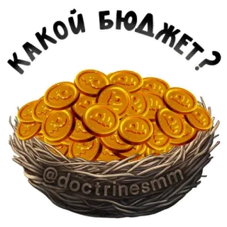 🤘 f536844b КАКОЙ БЮДЖЕТ? argent, budget, pièces, nid, question telegram sticker