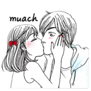 😘 329245fb 啵啵哒 hôn, tình yêu, cặp đôi, lãng mạn, hoạt hình, lời chào, hoạt họa telegram sticker