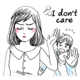 😑 fb50d100 I don't care cô gái, phụ nữ, không quan tâm, thờ ơ, hình minh họa telegram sticker