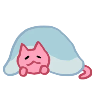 🐱 65486087 kot, smutny, słodki, różowy, koc, kreskówka telegram sticker