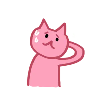 😰 d77979cc kot, różowy, pot, zdezorientowany, myślenie, zwierzę, naklejka telegram sticker