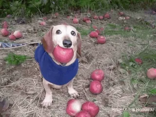 🌟 6bad9264 chien, pomme, teckel, mignon, animal, animal de compagnie, fruit telegram sticker