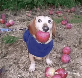 🌟 6cccba73 chien, teckel, pomme, pommes, mignon, adorable, animal de compagnie, animal telegram sticker