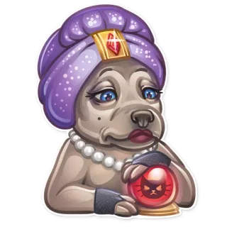 😕 15819b92 犬, 占い師, 水晶玉, 漫画, ステッカー, 動物, ターバン whatsapp sticker