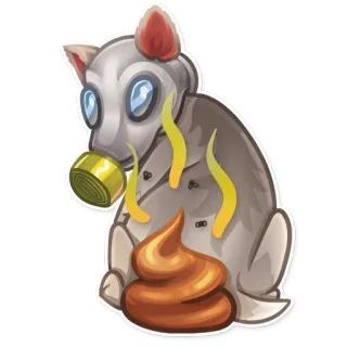 💩 38da6058 犬, ガスマスク, 漫画, ユーモア, うんち, 動物, 安全 whatsapp sticker