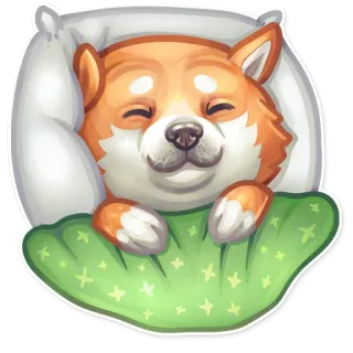💤 5044693d 犬, 睡眠, 枕, ベッド, かわいい, 動物 whatsapp sticker