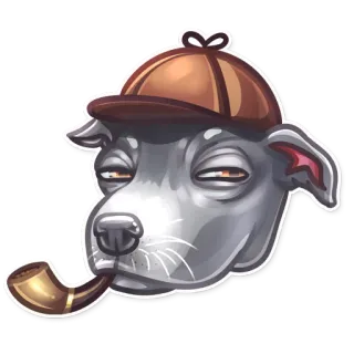 🕵 8e08e0a4 犬, 探偵, パイプ, 帽子, 漫画, 動物, イラスト whatsapp sticker