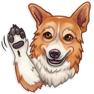 👋 fdedfc7e コーギー, 犬, 動物, ペット, かわいい, 手を振る, 挨拶 whatsapp sticker