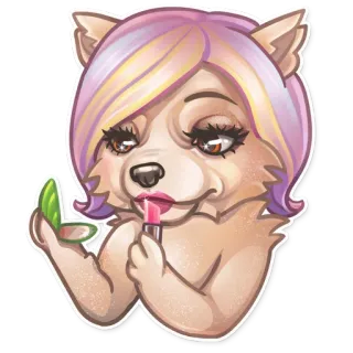 💄 fe7f9c4d 犬, 動物, メイク, 口紅, グラマー whatsapp sticker