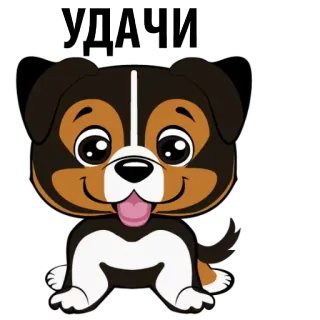 🐶 5da78e2b УДАЧИ dog, animal, puppy, cute, cartoon telegram sticker