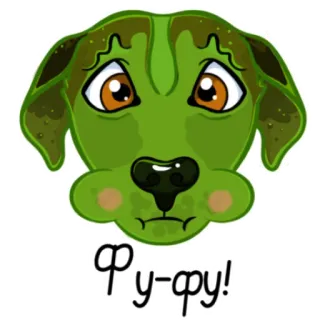 🤢 d300db35 Фу-фу! chien, dessin animé, animal, triste, vert whatsapp sticker
