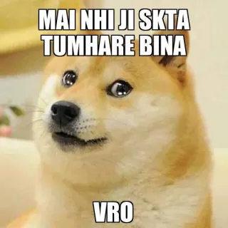 🥺 14c88f9e MAI NHI JI SKTA
TUMHARE BINA
VRO doge, ミーム, 面白い, ヒンディー語, 泣く, 犬, エモい telegram sticker