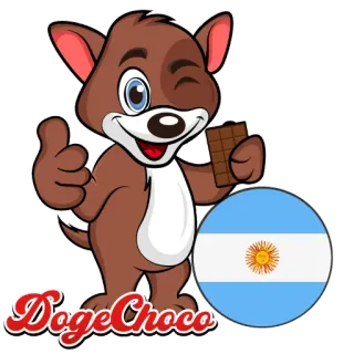 🇦🇷 052d6aa6 DogeChoco cane, cioccolato, Argentina, cartone animato, mascotte, cibo telegram sticker